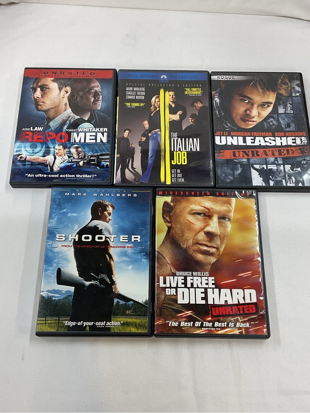 (5x DVD Action) Repomen Italian Job Unleashed Shooter Live Free or Die‎ Hard